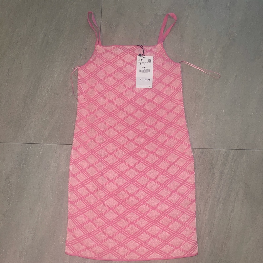 NWT Zara pink skater mini dress